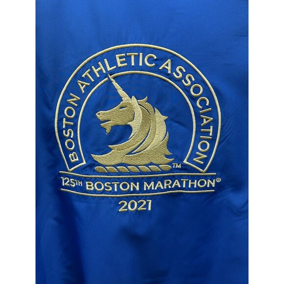 Adidas Boston Marathon 2021 Jacket Men’s M Blue Yellow Primeblue B.A.A. 26.2 - Picture 9 of 11